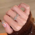 925 Sterling Silver Flower Ring with Cubic Zirconia