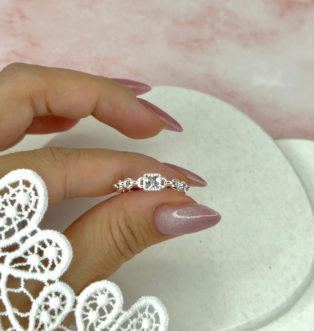 Princess Chain Ring 925Silver