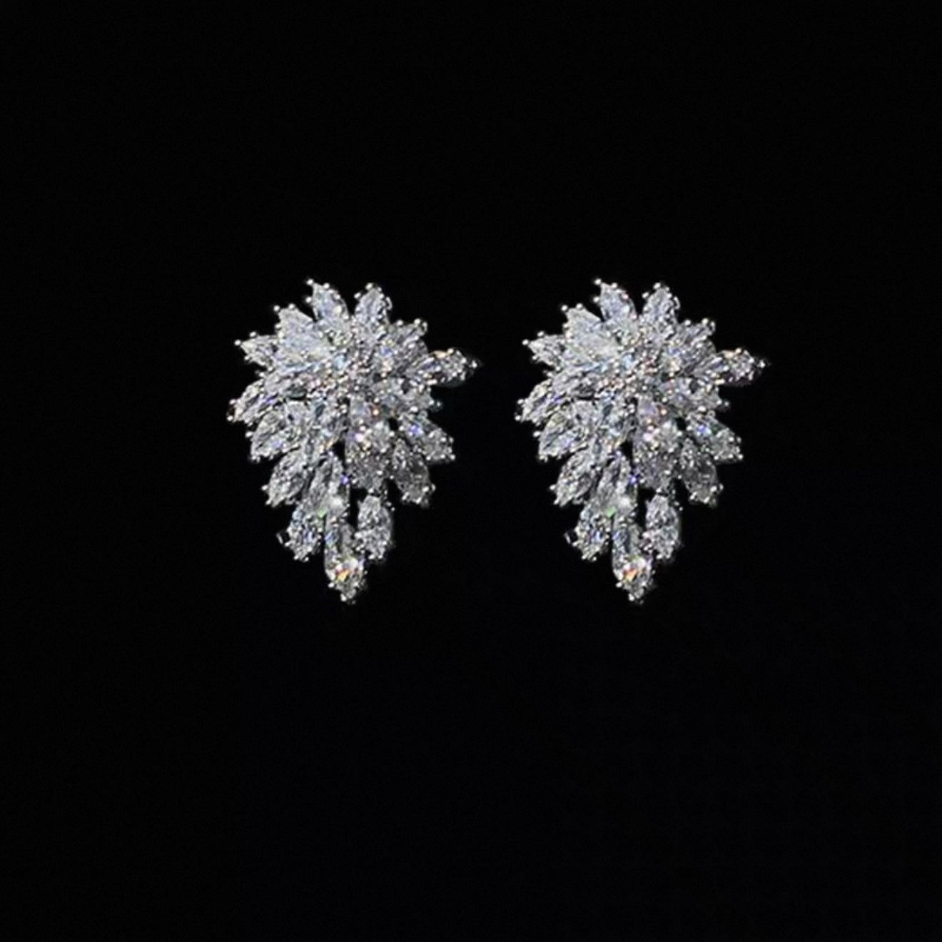 Floral Crystal Stud Earrings | 925 Silver Post