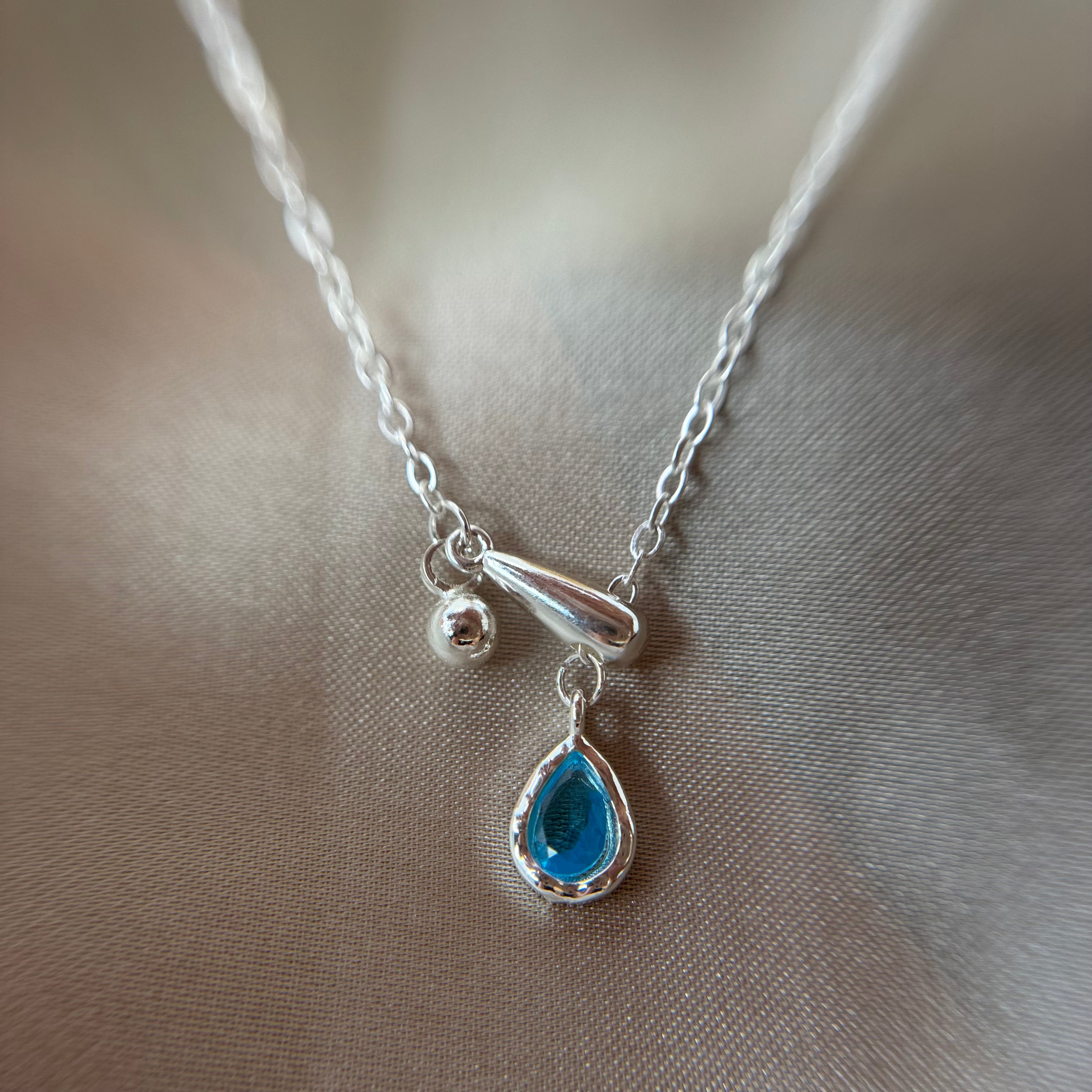 Aqua Drop Necklace 925Silver