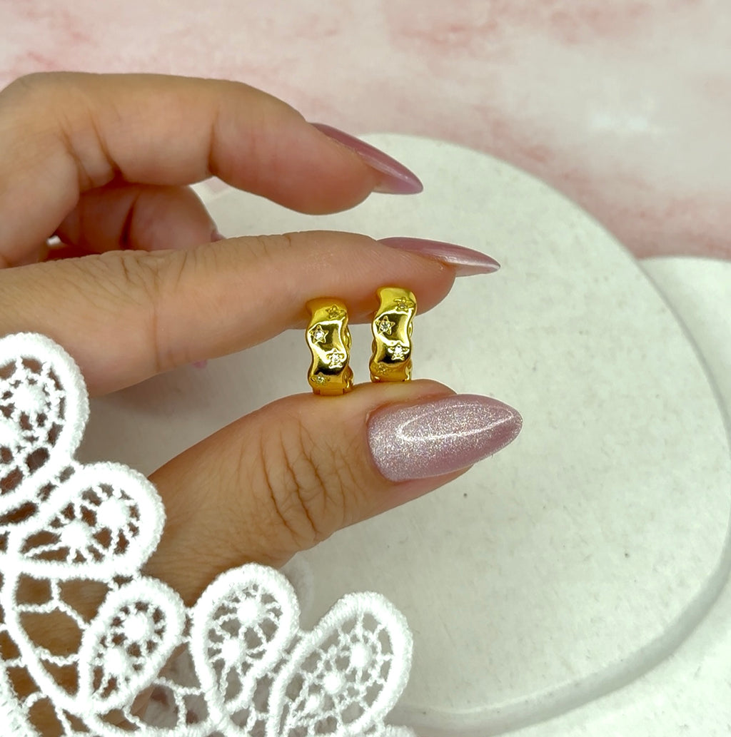 Gold Wave Hoops 925Silver