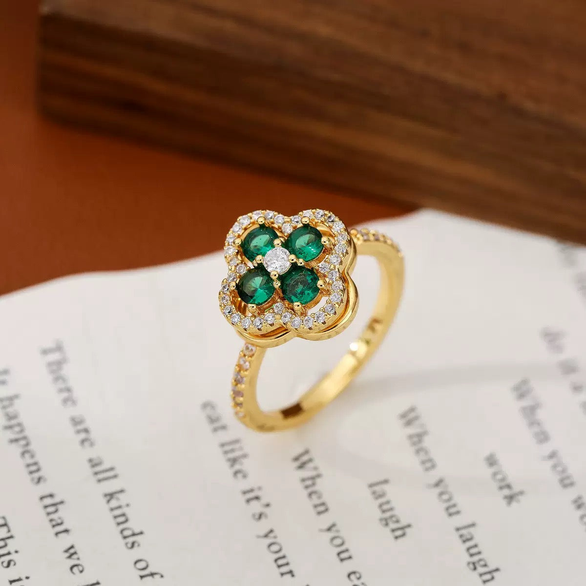 Emerald Flower Set Gold-plated