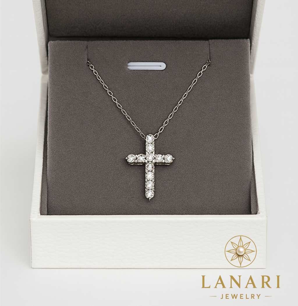 Crystal Cross Necklace 925Silver