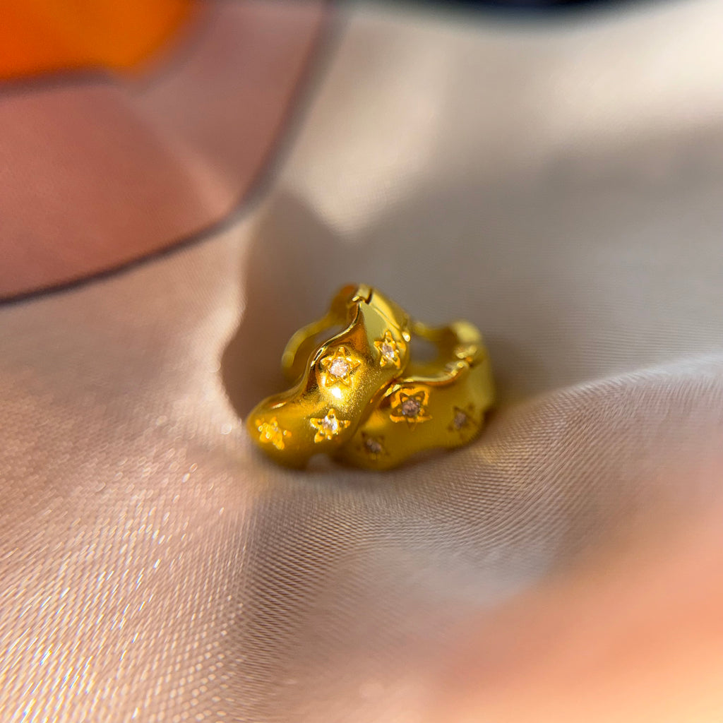 Gold Wave Hoops 925Silver