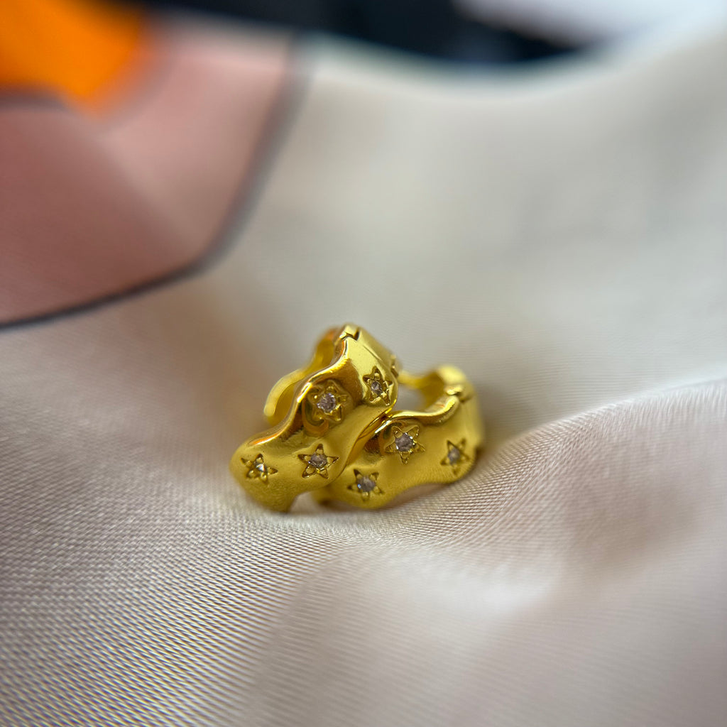 Gold Wave Hoops 925Silver