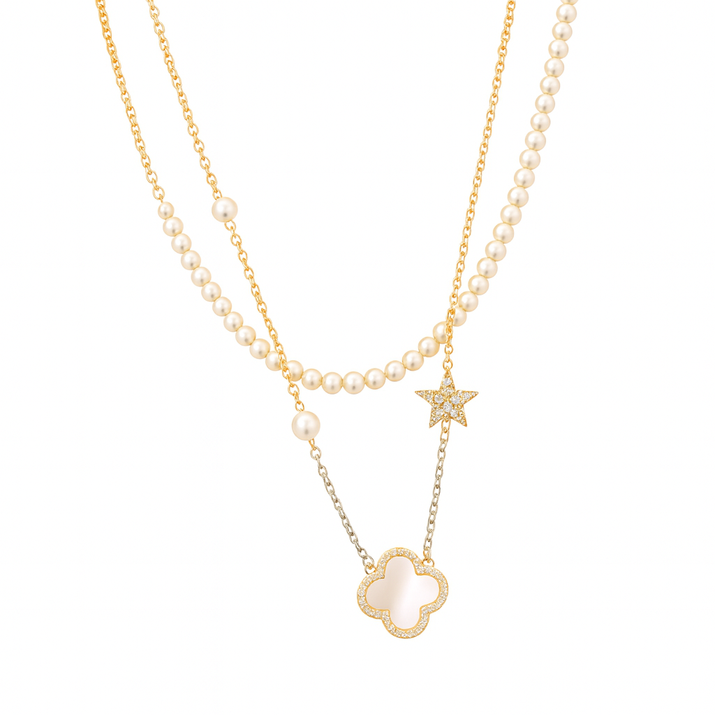 Star Pearl Necklace Gold-plated