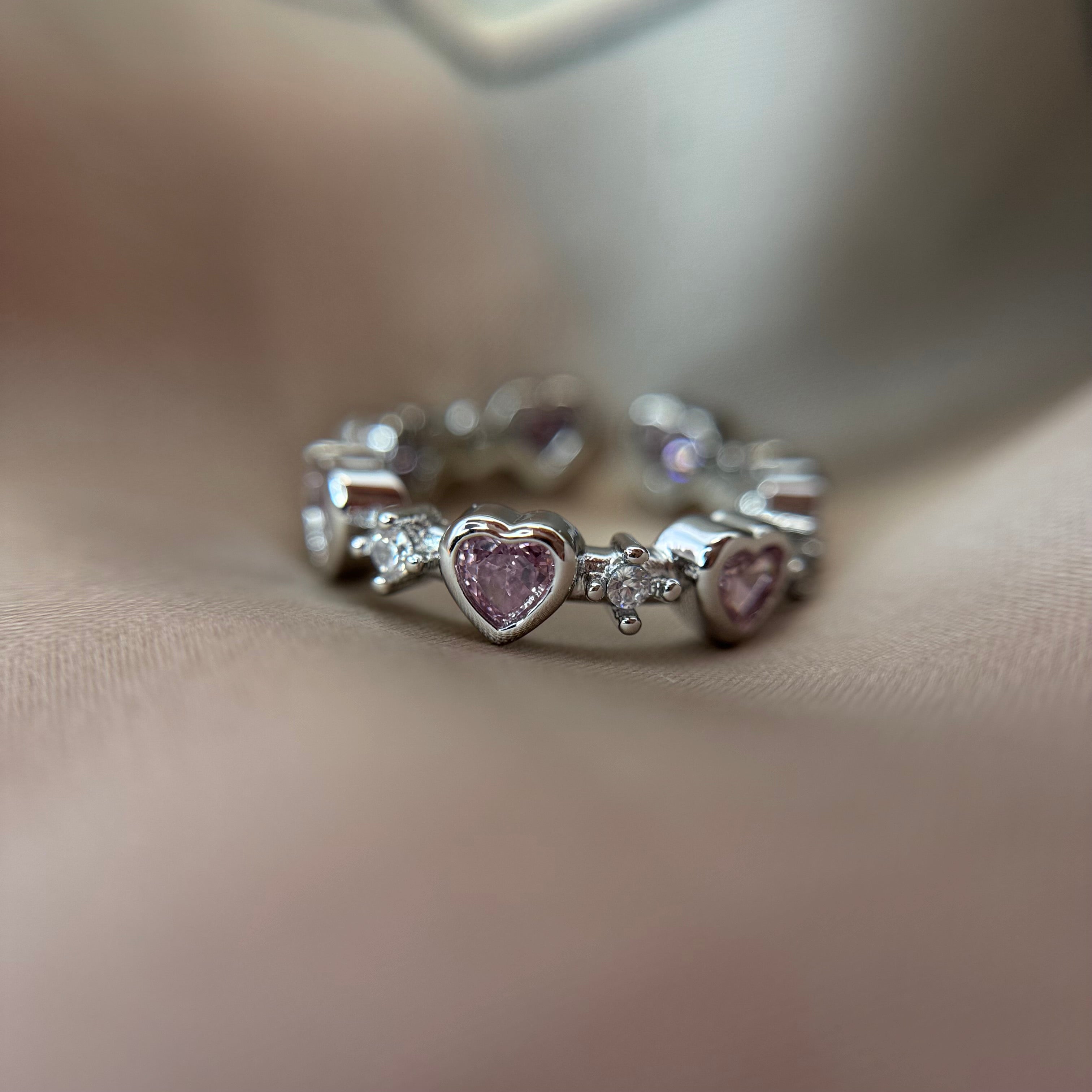 Pink Heart Ring 925Silver