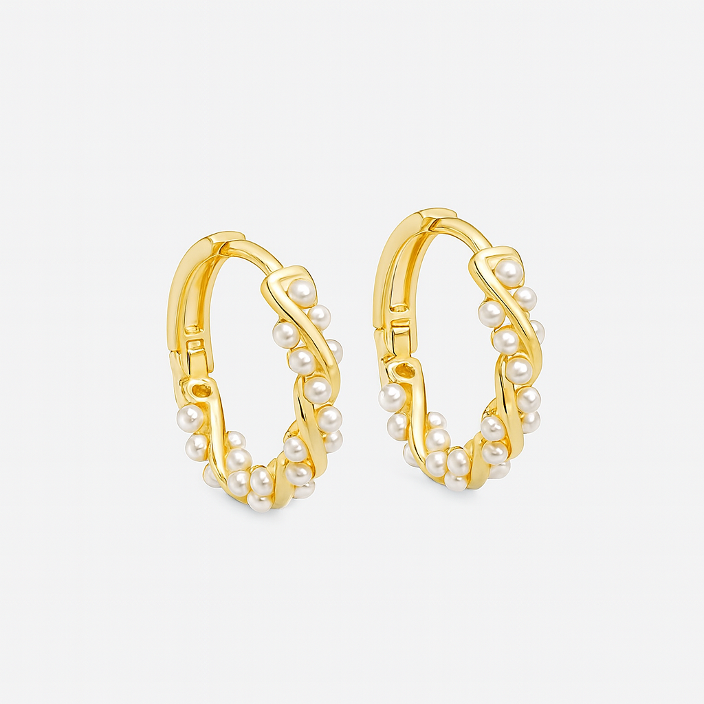 Pearl Gold Hoops