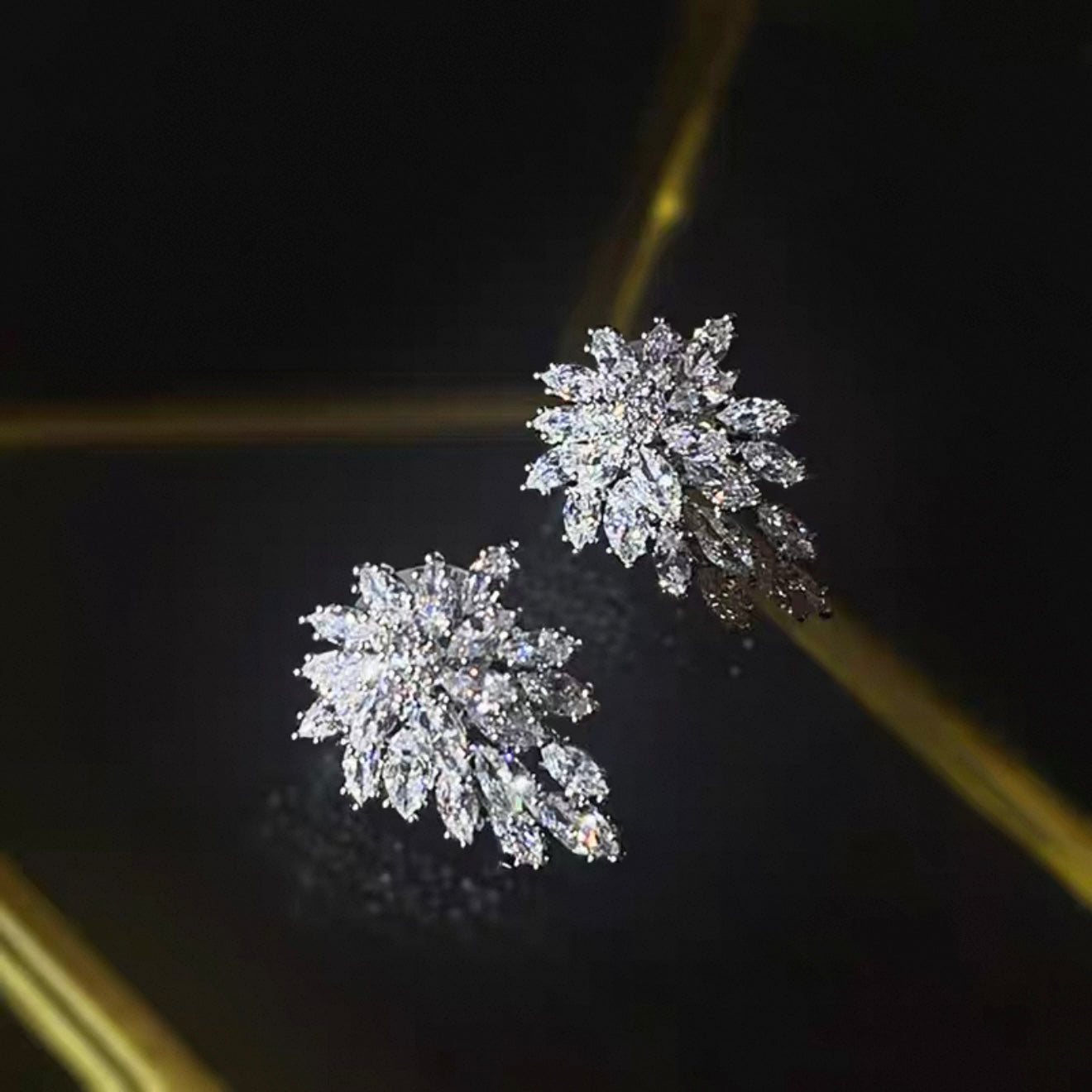 Floral Crystal Stud Earrings | 925 Silver Post