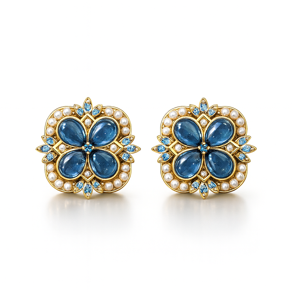Blue Blossom Earrings Gold-plated