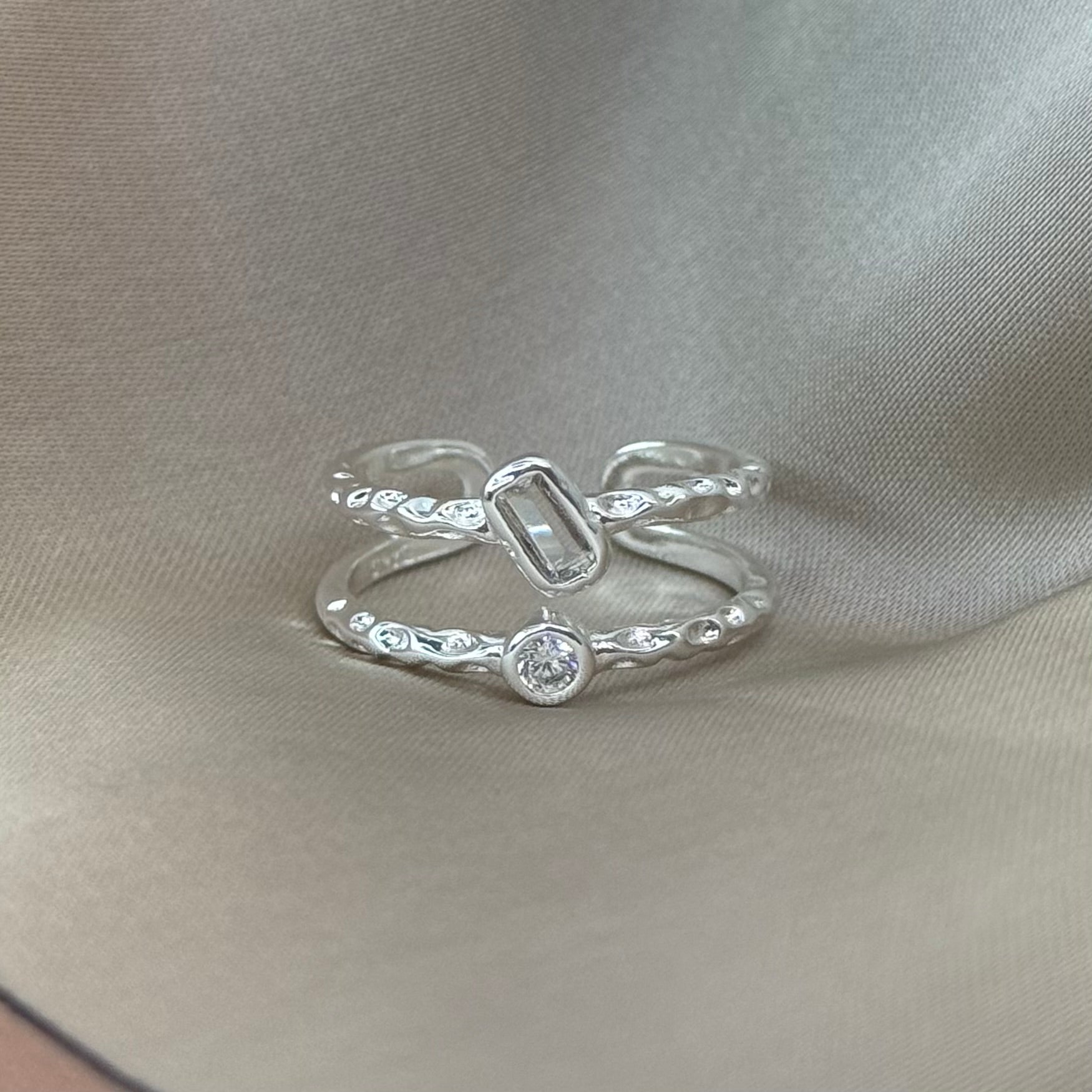 Double Crystal Ring 925Silver