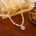 Pearl Necklace with Gold Medallion Pendant – Elegant Fashion Jewelry
