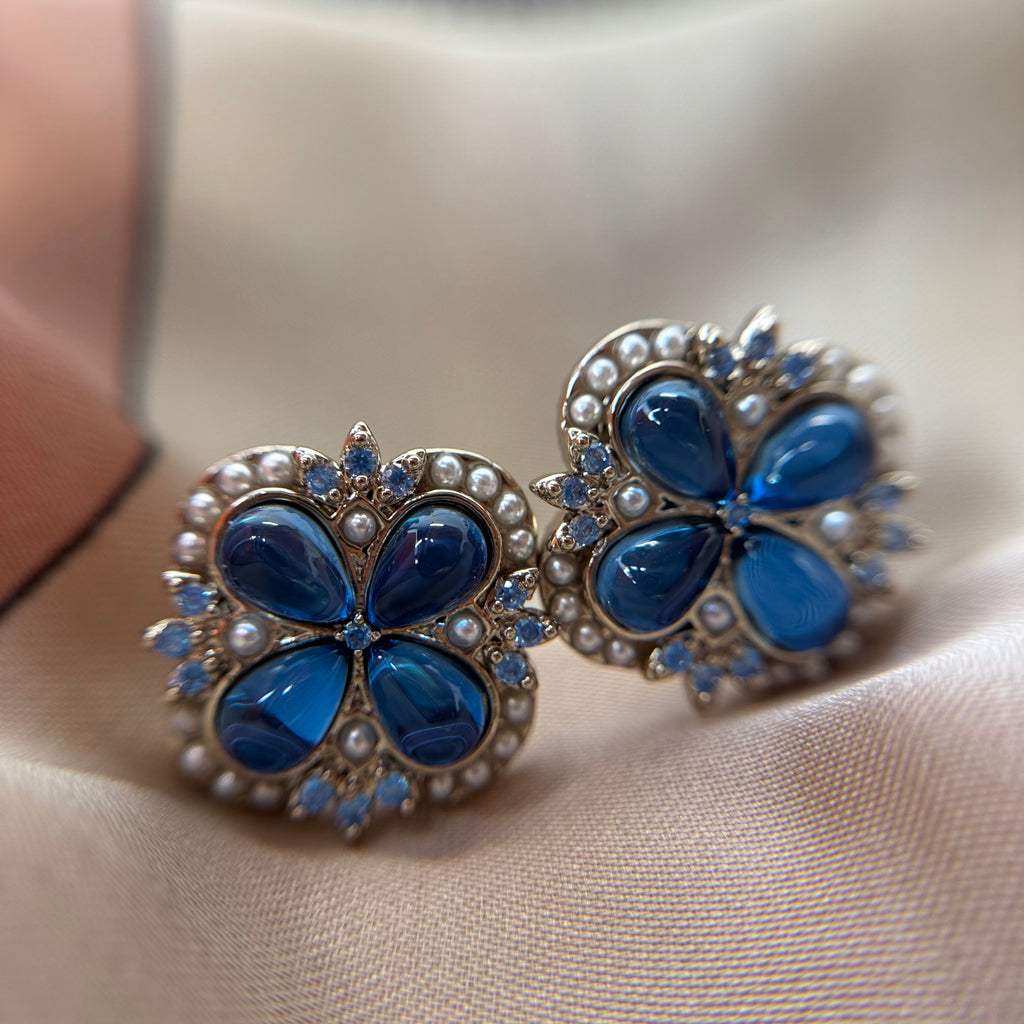 Blue Blossom Earrings Gold-plated