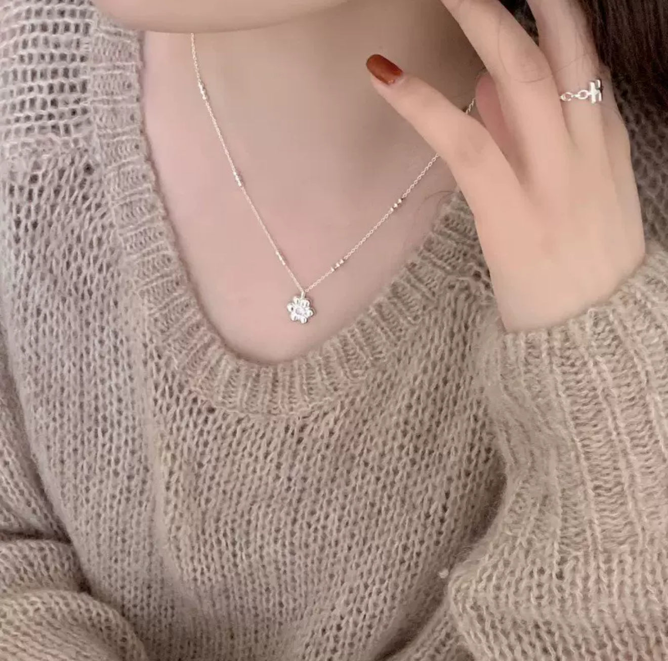 Tiny Flower Necklace 925Silver