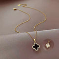 Reversible Clover Pendant Necklace — 18K Gold Plated, Black & White Double-Sided Design