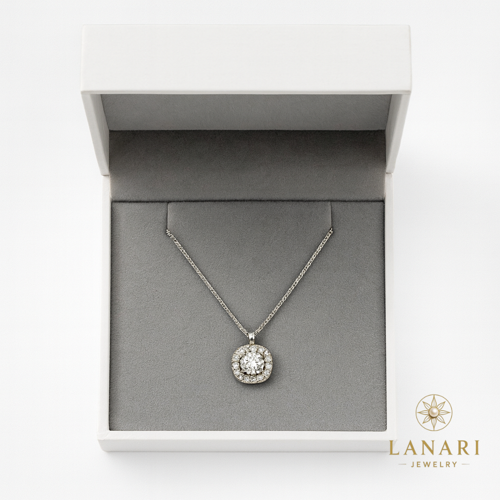 Classic Halo Necklace 925Silver