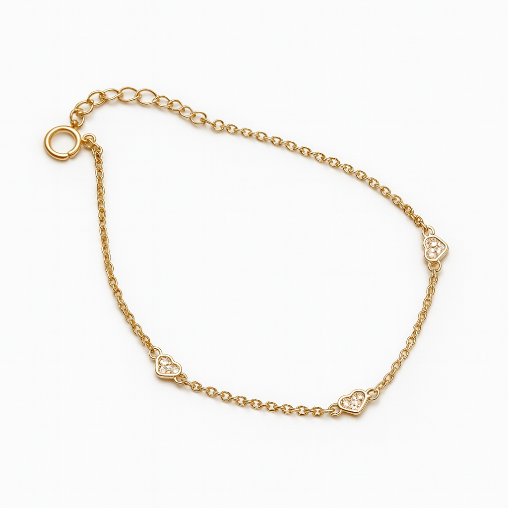 Golden Heart Chain 925Silver