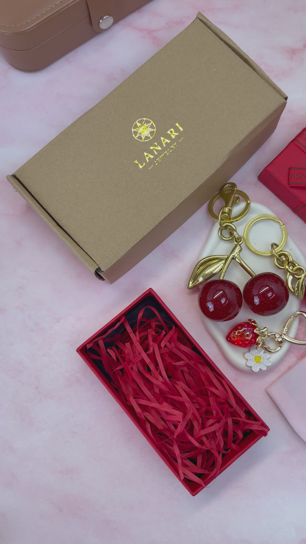 Cherry, Apple & Strawberry Bag Charms Set – Cute Keychain Accessories, Gift Ready Purse Charms